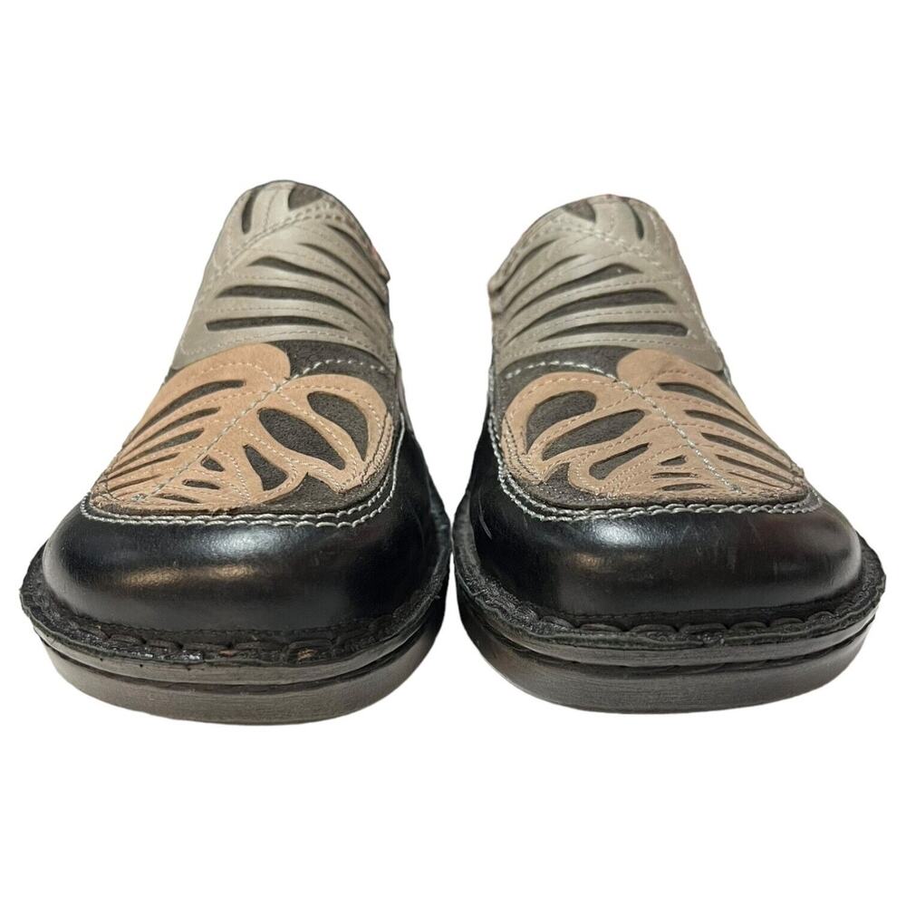 Naot Shoes Womens 38 Zafra Leather Slip On Comfort Clogs Palm Leaf Black - Picture 3 of 13
